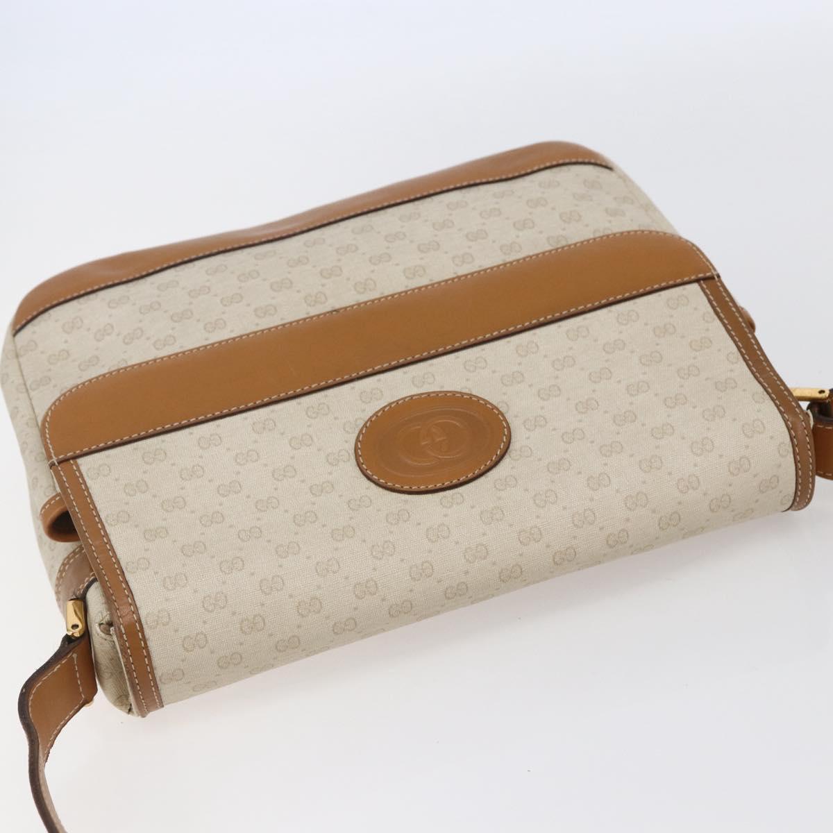 GUCCI Micro GG Canvas Shoulder Bag PVC Leather White Auth BA6747