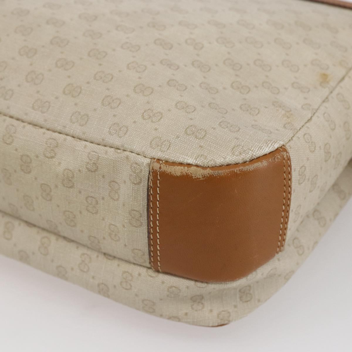 GUCCI Micro GG Supreme Shoulder Bag PVC White Gold Auth BA6748