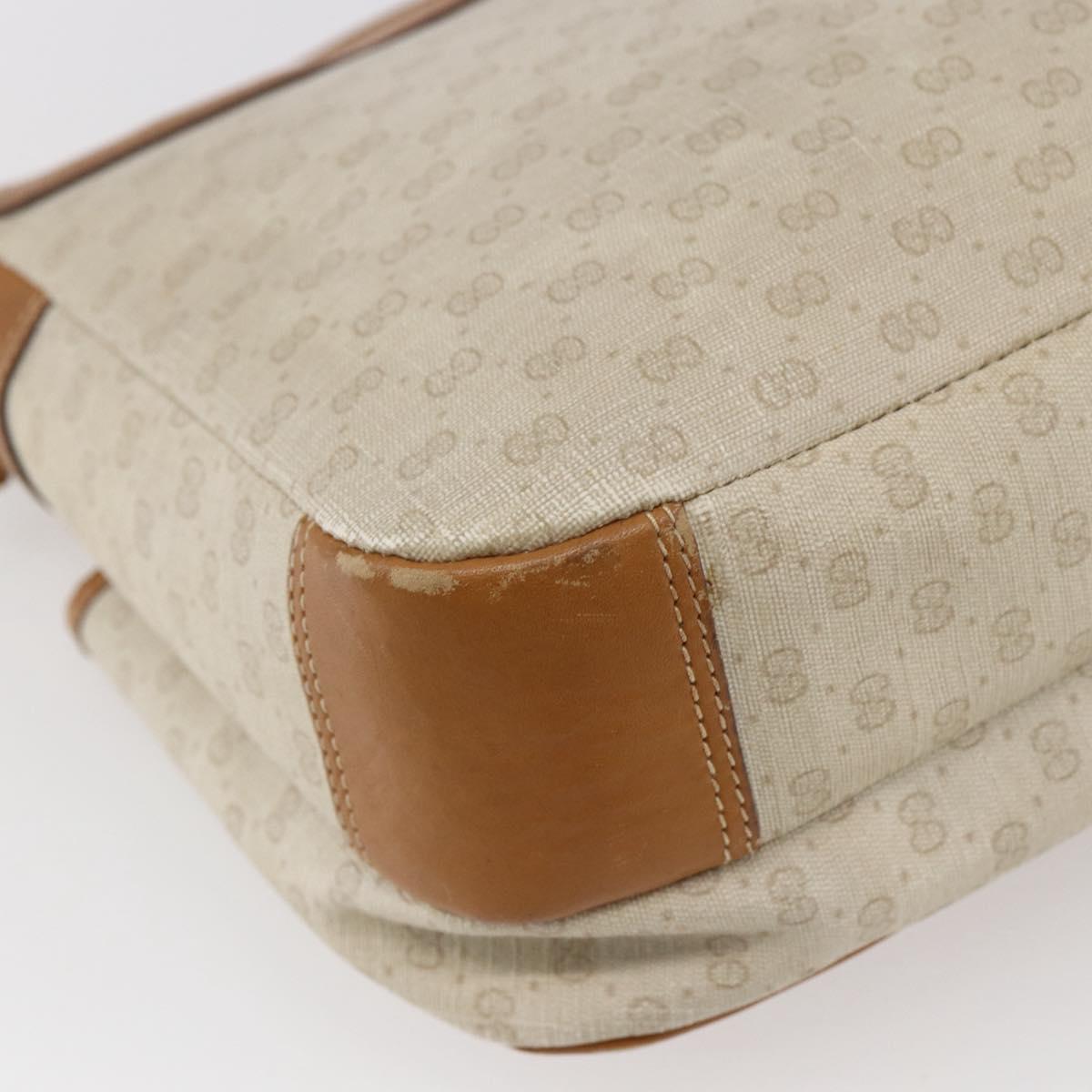 GUCCI Micro GG Supreme Shoulder Bag PVC White Gold Auth BA6748
