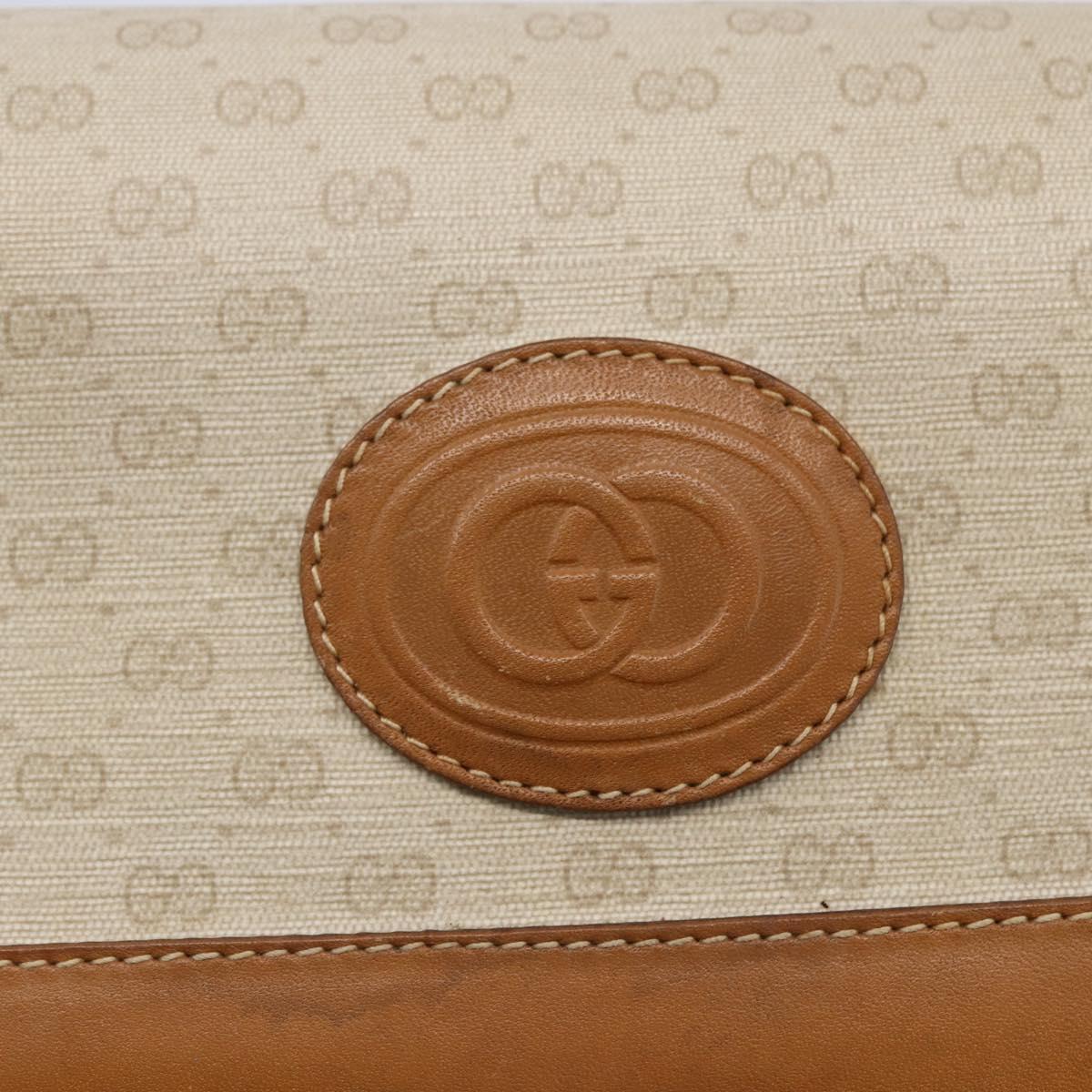 GUCCI Micro GG Supreme Shoulder Bag PVC White Gold Auth BA6748