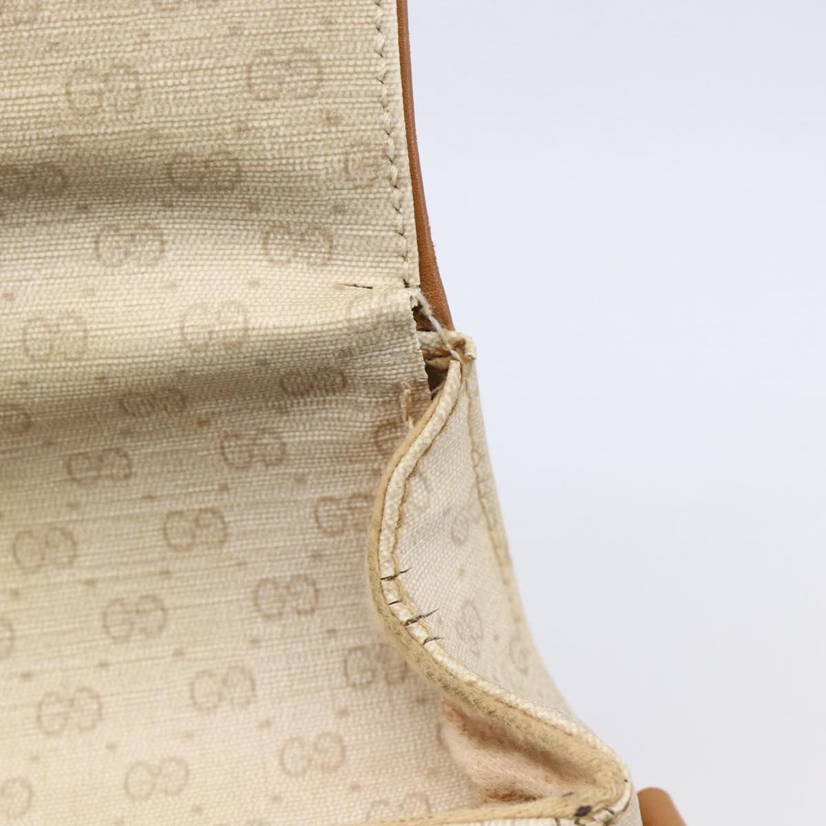 GUCCI Micro GG Supreme Shoulder Bag PVC White Gold Auth BA6748