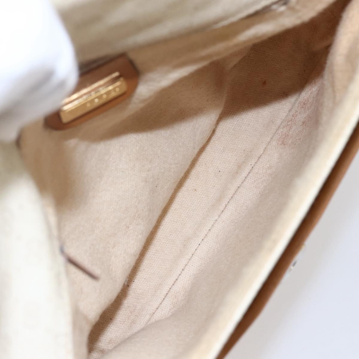 GUCCI Micro GG Supreme Shoulder Bag PVC White Gold Auth BA6748