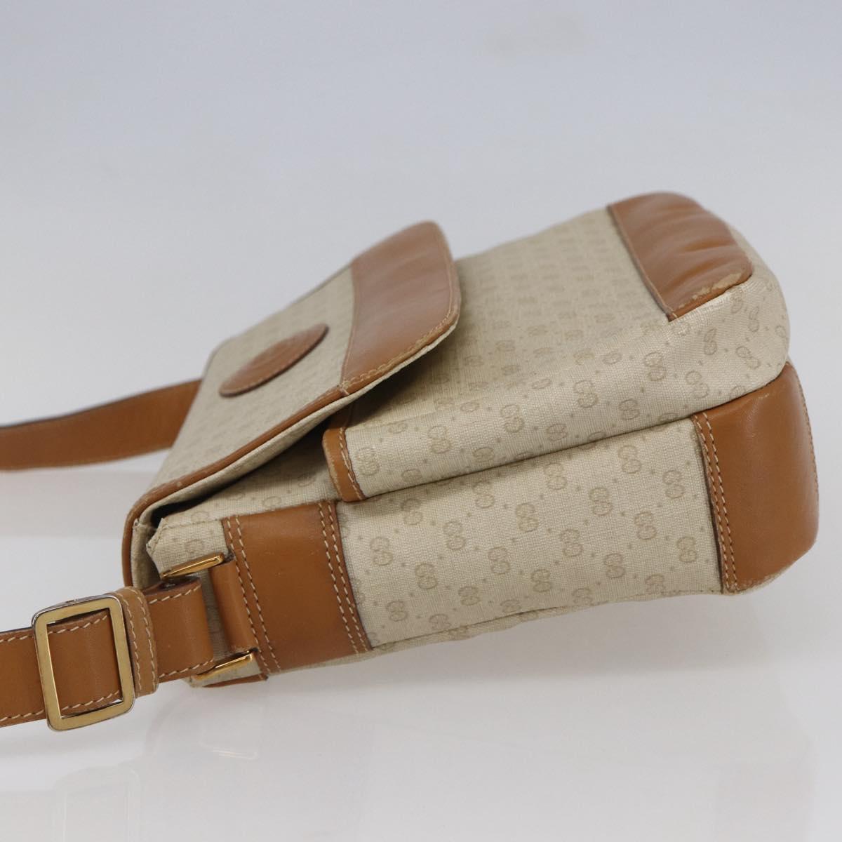 GUCCI Micro GG Supreme Shoulder Bag PVC White Gold Auth BA6748