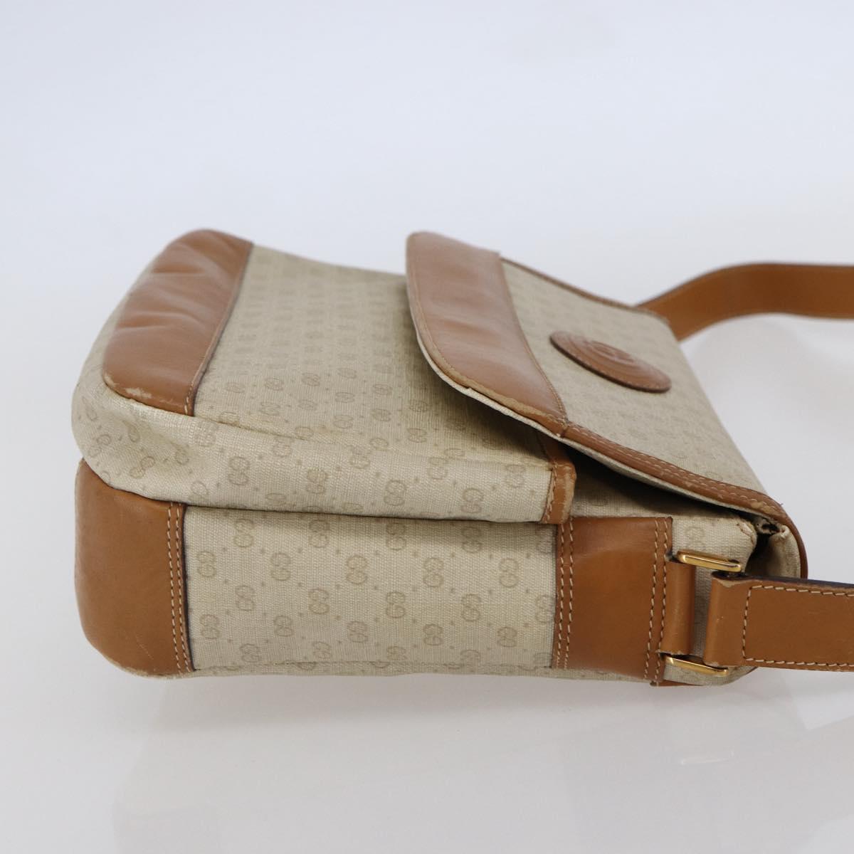 GUCCI Micro GG Supreme Shoulder Bag PVC White Gold Auth BA6748