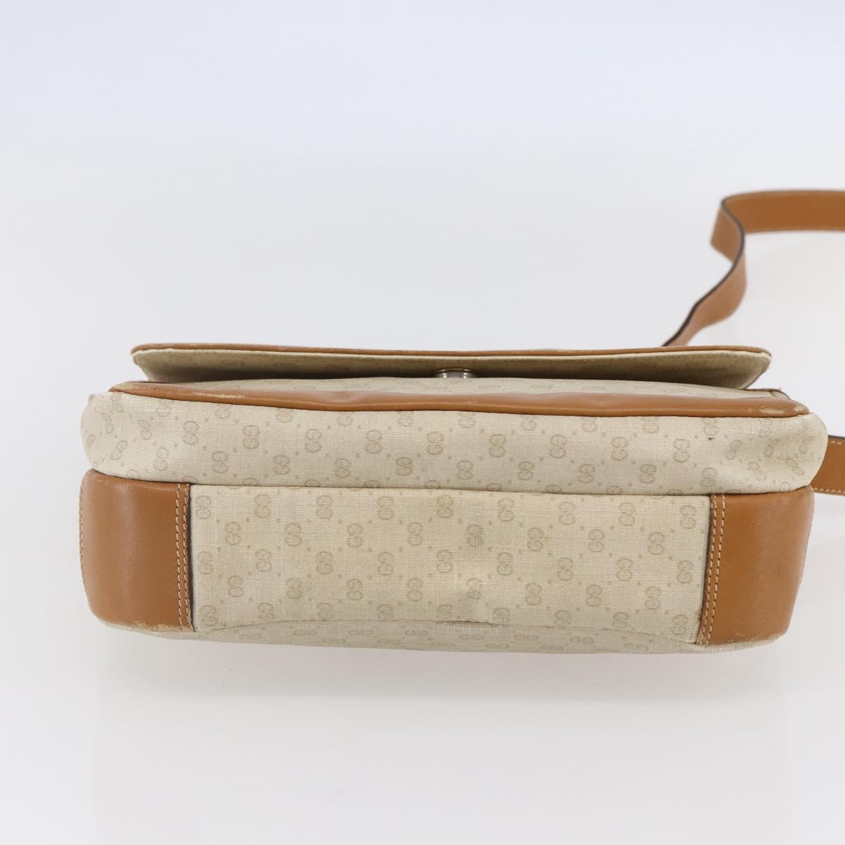 GUCCI Micro GG Supreme Shoulder Bag PVC White Gold Auth BA6748