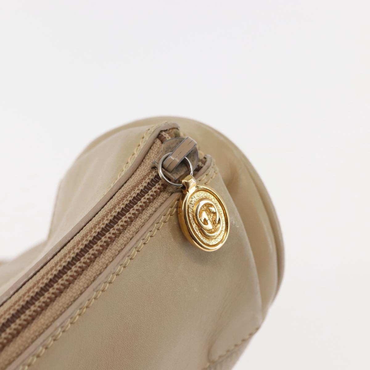GUCCI Shoulder Bag Leather Beige Gold 001 115 0918 Auth BA6749