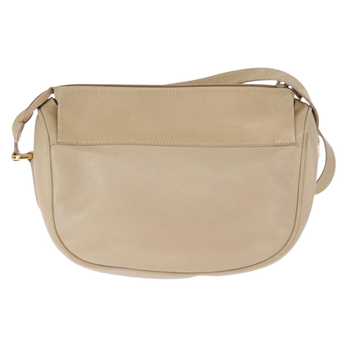 GUCCI Shoulder Bag Leather Beige Gold 001 115 0918 Auth BA6749