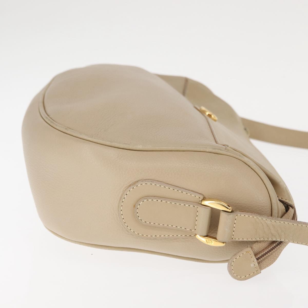 GUCCI Shoulder Bag Leather Beige Gold 001 115 0918 Auth BA6749