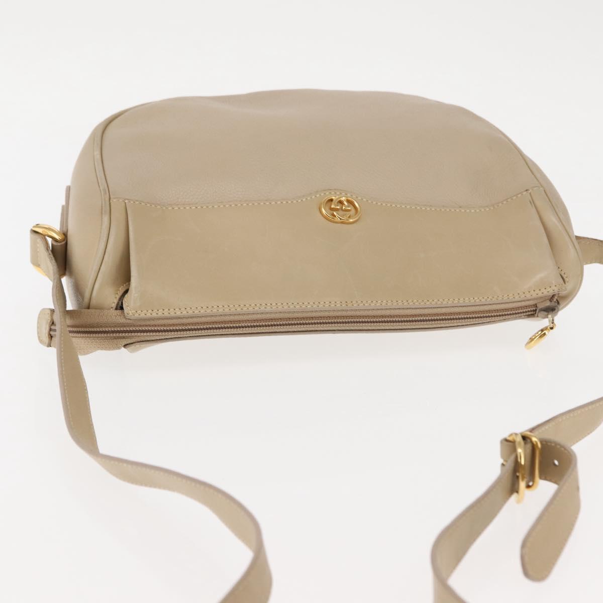 GUCCI Shoulder Bag Leather Beige Gold 001 115 0918 Auth BA6749