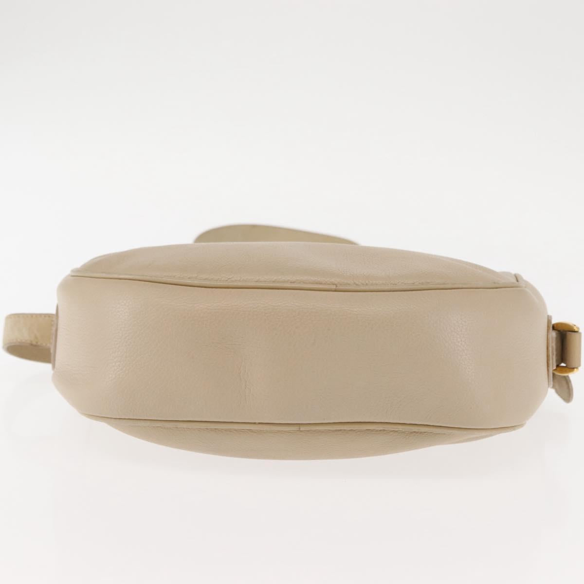 GUCCI Shoulder Bag Leather Beige Gold 001 115 0918 Auth BA6749