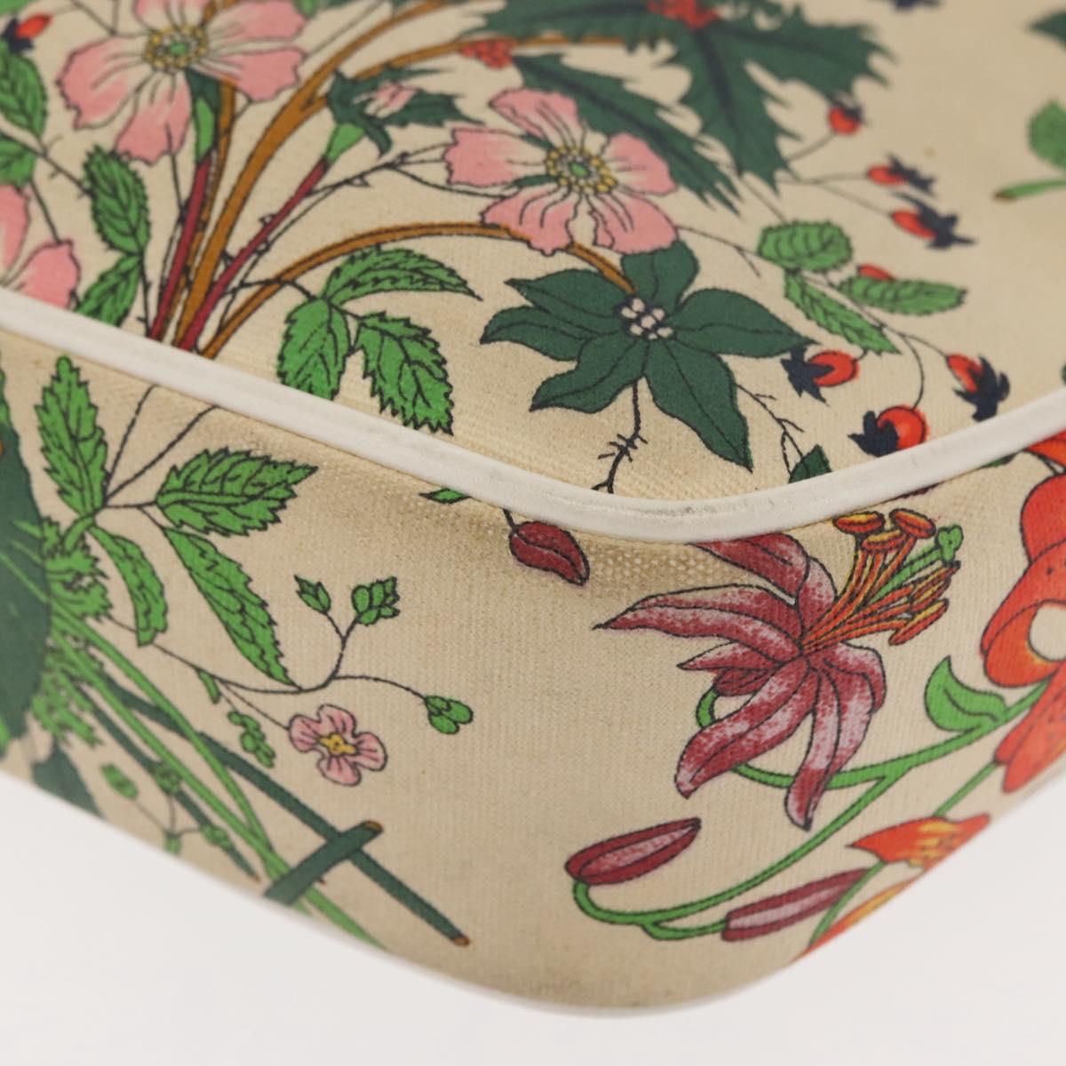 GUCCI Flora Shoulder Bag Canvas Beige Gold 001 093 1050 Auth BA6750