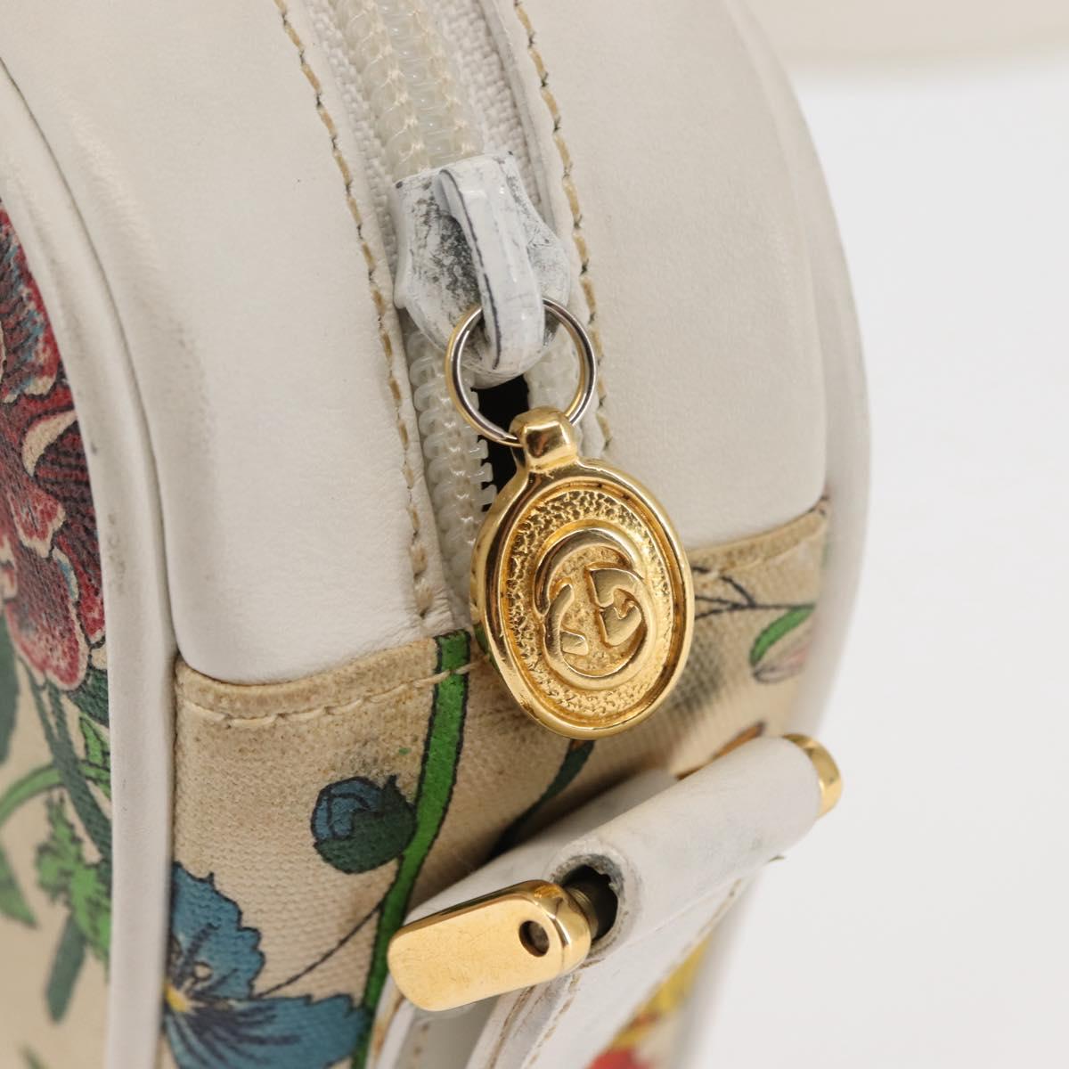 GUCCI Flora Shoulder Bag Canvas Beige Gold 001 093 1050 Auth BA6750