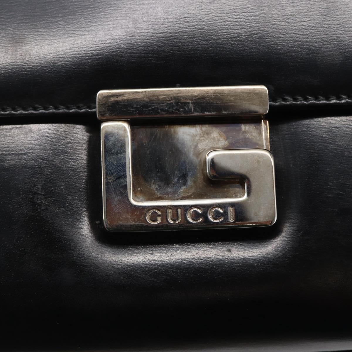 GUCCI Shoulder Bag Leather Black Silver 007 2023 0267 Auth BA6751