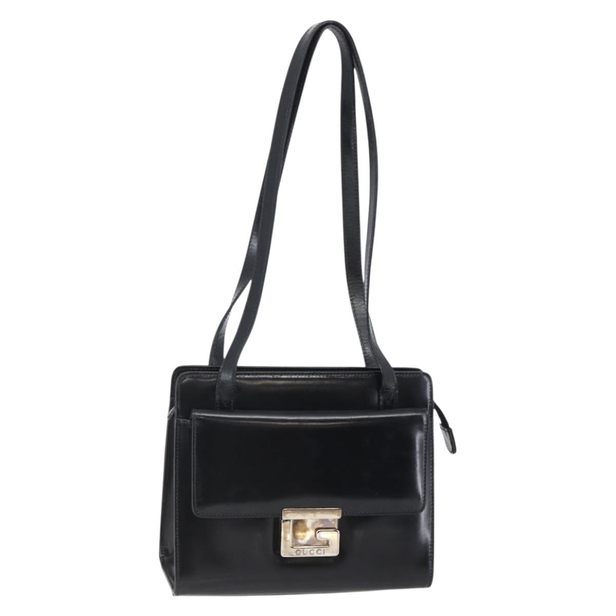 GUCCI Shoulder Bag Leather Black Silver 007 2023 0267 Auth BA6751