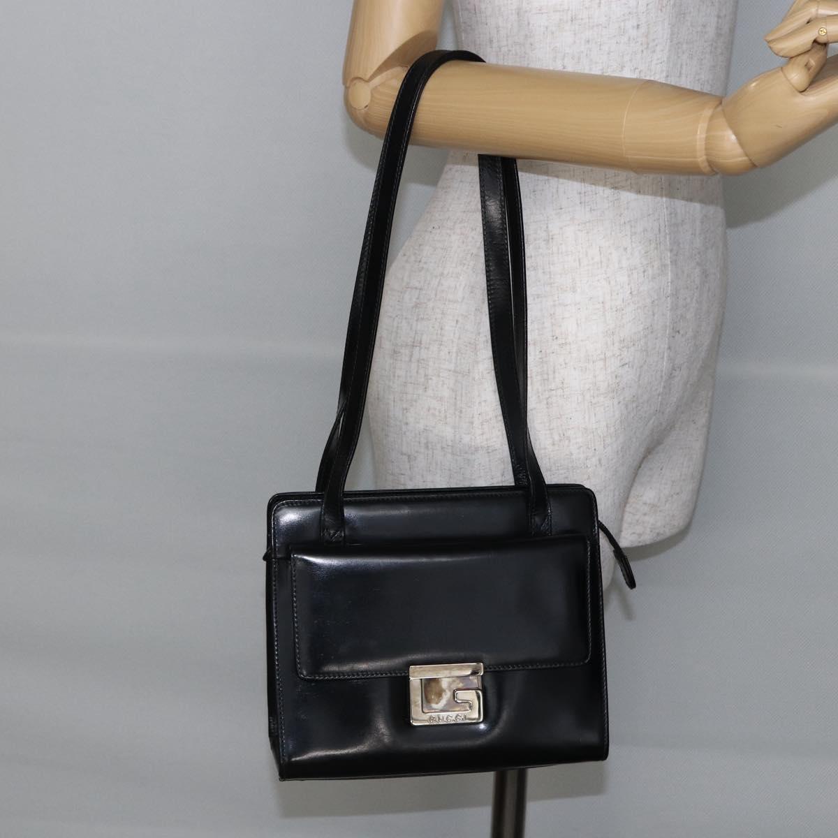GUCCI Shoulder Bag Leather Black Silver 007 2023 0267 Auth BA6751
