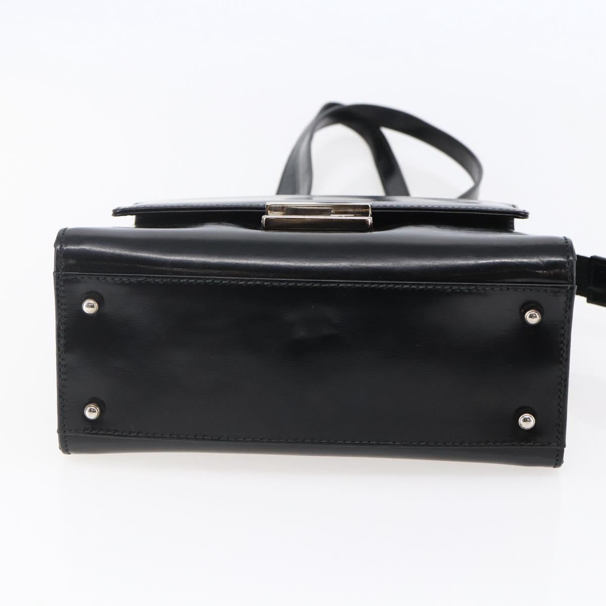 GUCCI Shoulder Bag Leather Black Silver 007 2023 0267 Auth BA6751