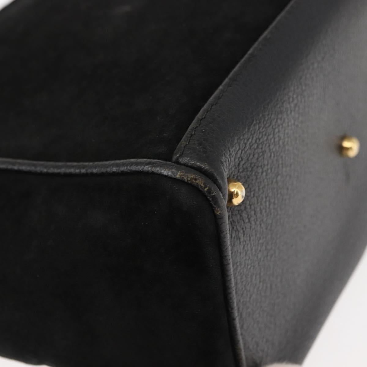 GUCCI Bamboo Hand Bag Suede 2way Black Auth BA6752