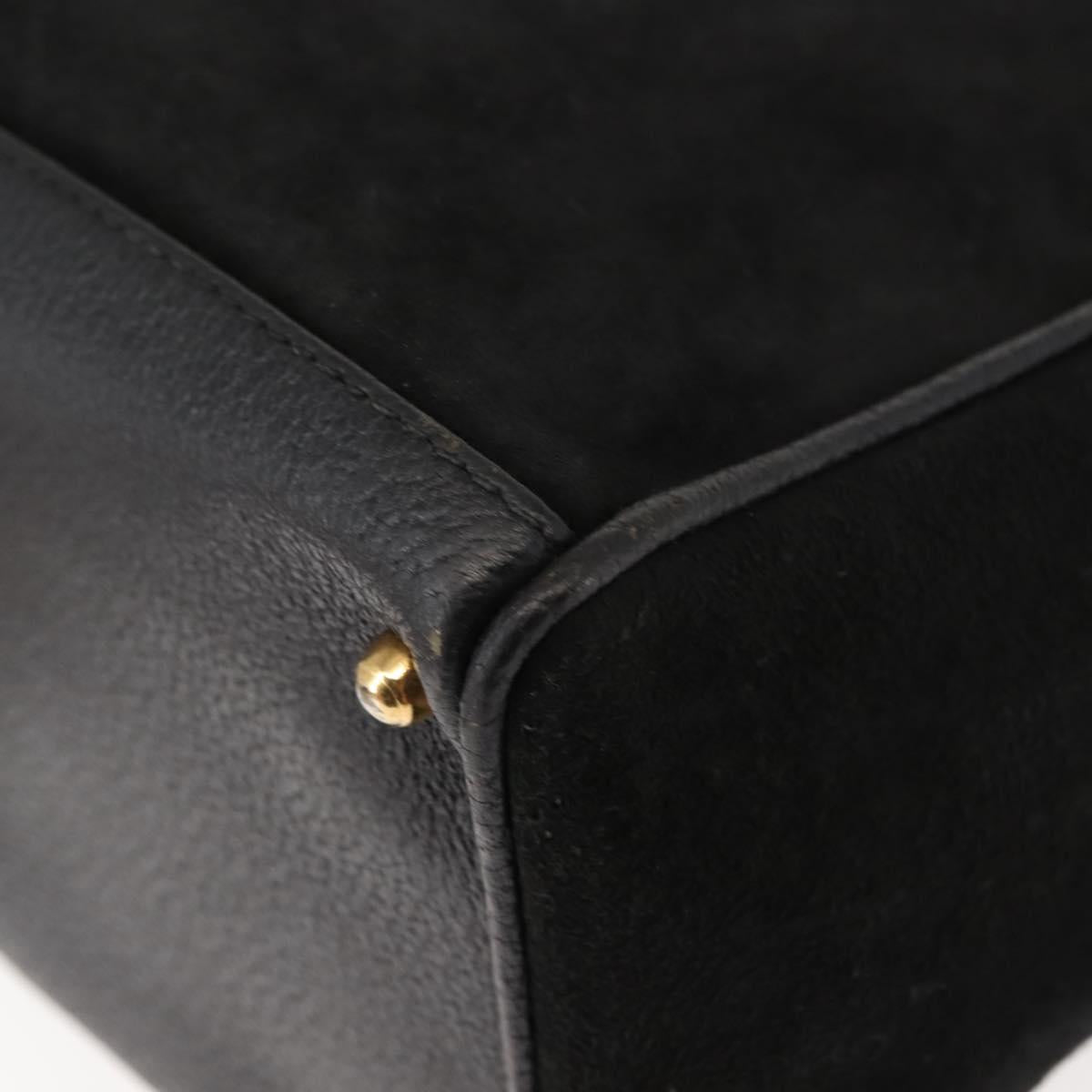 GUCCI Bamboo Hand Bag Suede 2way Black Auth BA6752