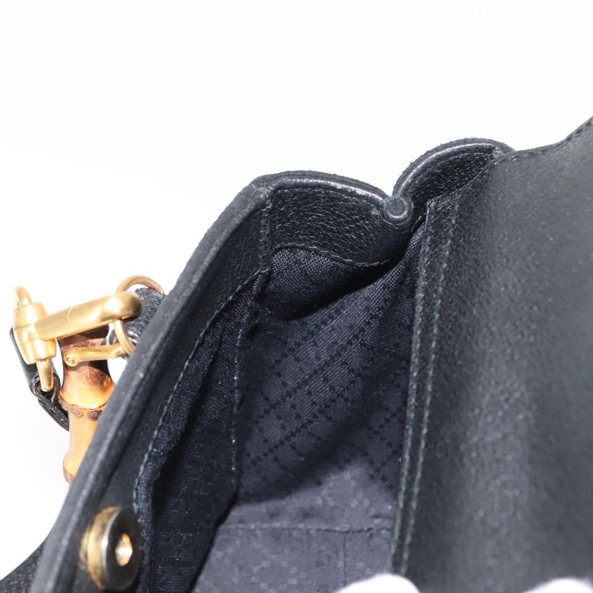 GUCCI Bamboo Hand Bag Suede 2way Black Auth BA6752