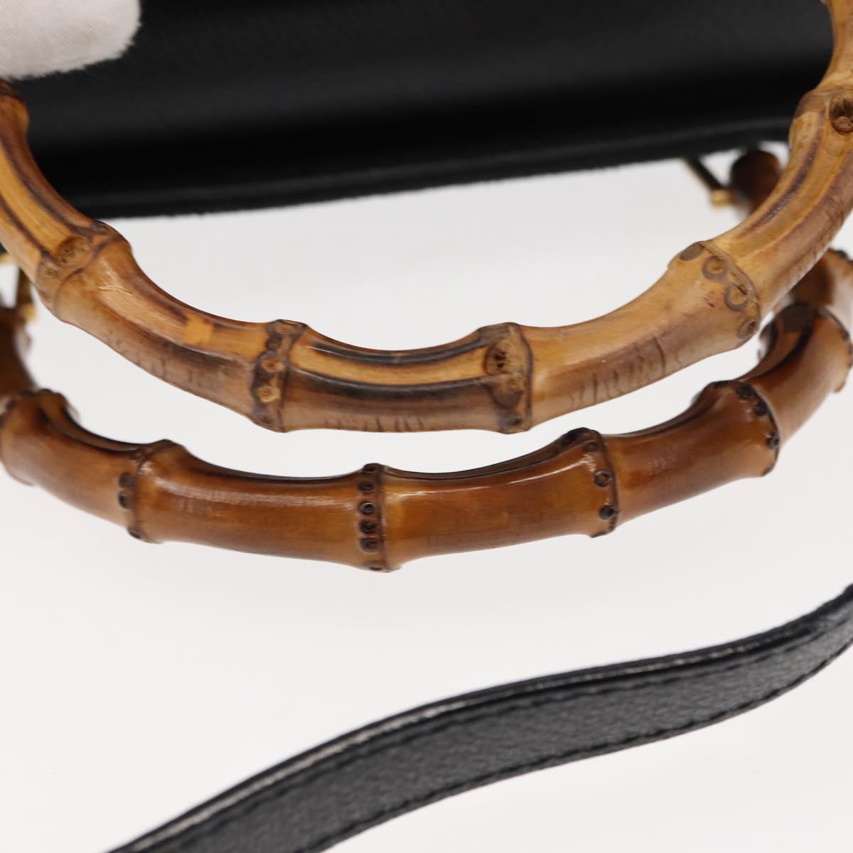 GUCCI Bamboo Hand Bag Suede 2way Black Auth BA6752