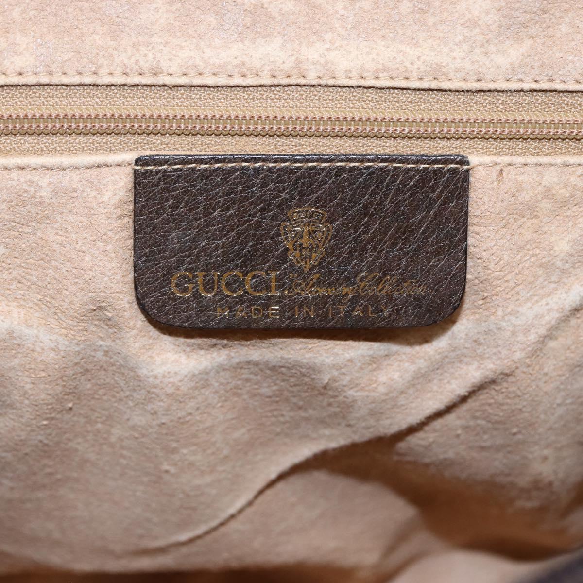 GUCCI GG Canvas Web Sherry Line Hand Bag PVC Leather Beige Green Red Auth BA6755