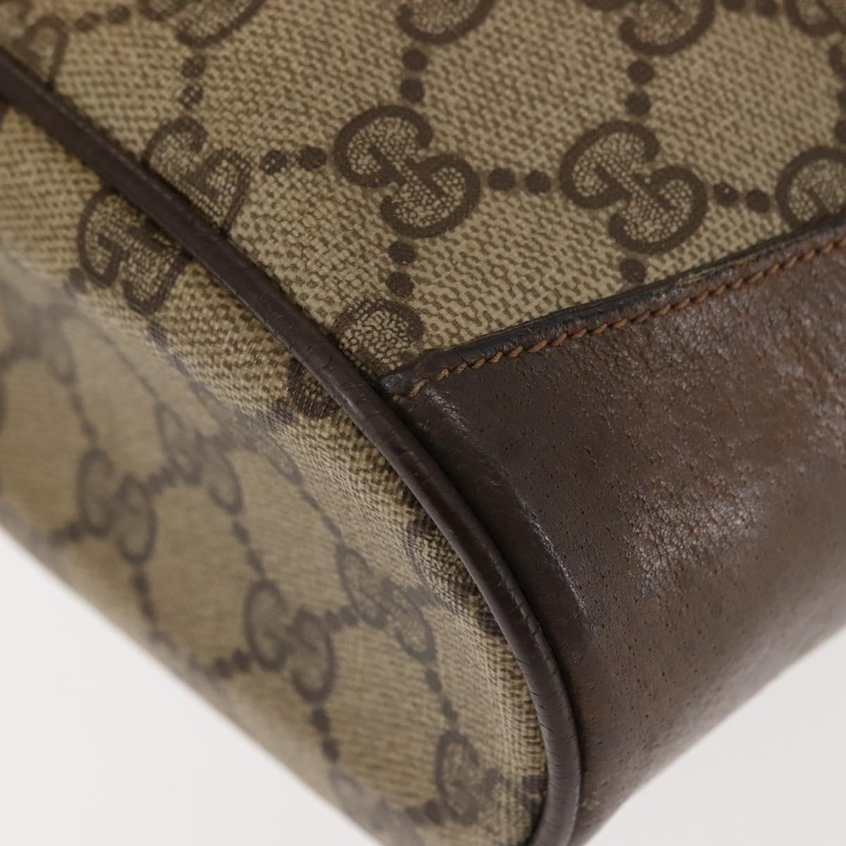 GUCCI GG Canvas Web Sherry Line Shoulder Bag PVC Leather Beige Green Auth BA6758