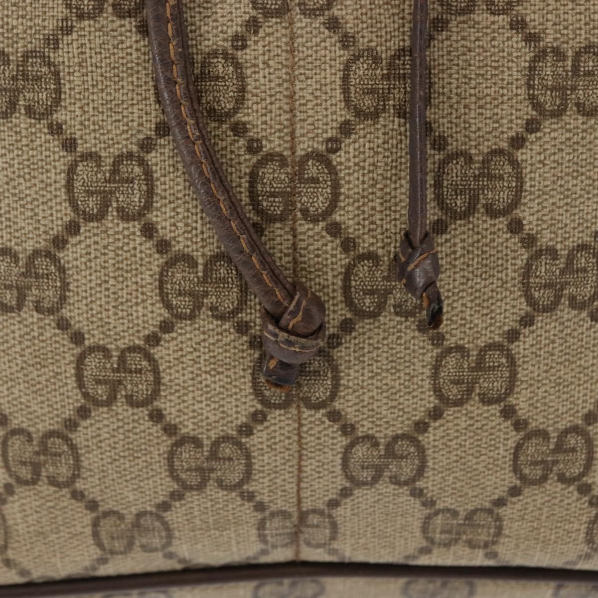 GUCCI GG Canvas Web Sherry Line Shoulder Bag PVC Leather Beige Green Auth BA6758