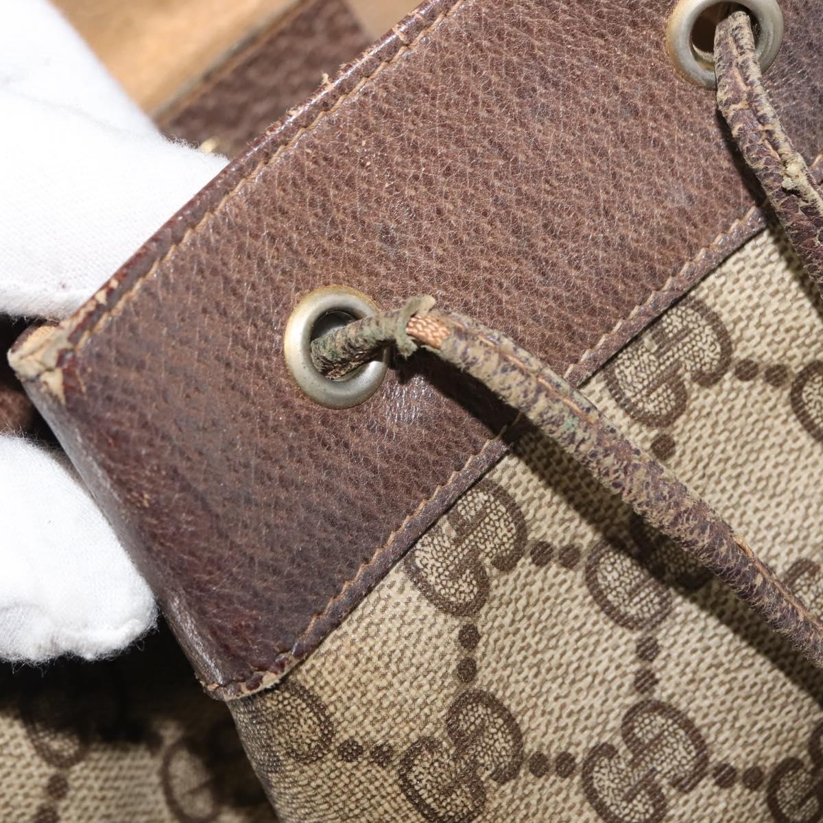 GUCCI GG Canvas Web Sherry Line Shoulder Bag PVC Leather Beige Green Auth BA6758