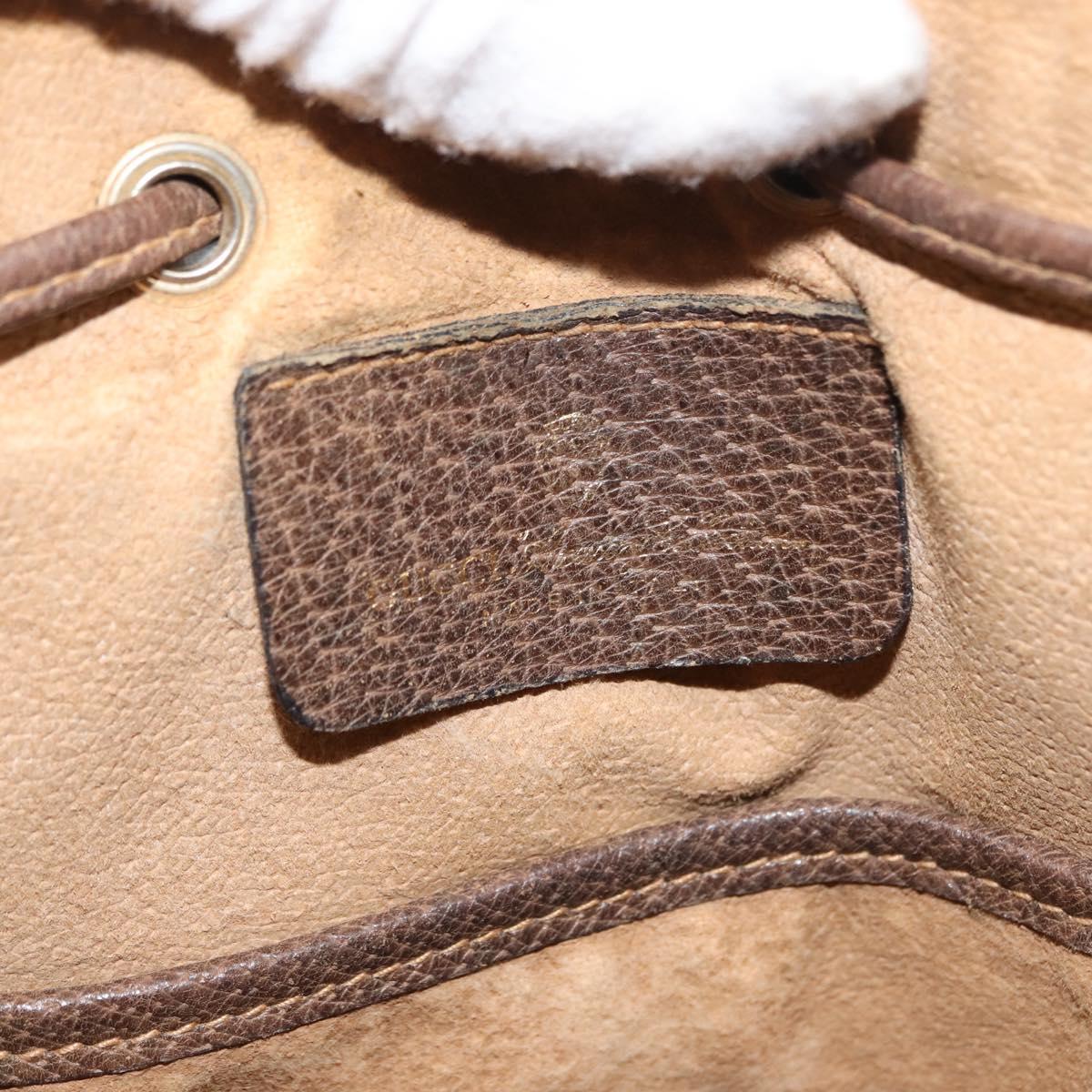 GUCCI GG Canvas Web Sherry Line Shoulder Bag PVC Leather Beige Green Auth BA6758