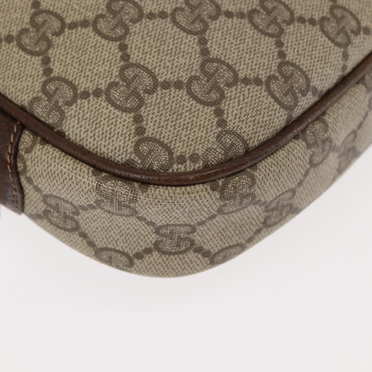 GUCCI GG Supreme Shoulder Bag PVC Leather Beige Auth BA6759