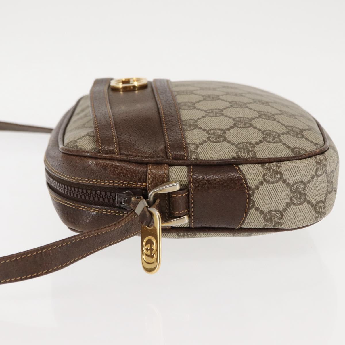 GUCCI GG Supreme Shoulder Bag PVC Leather Beige Auth BA6759