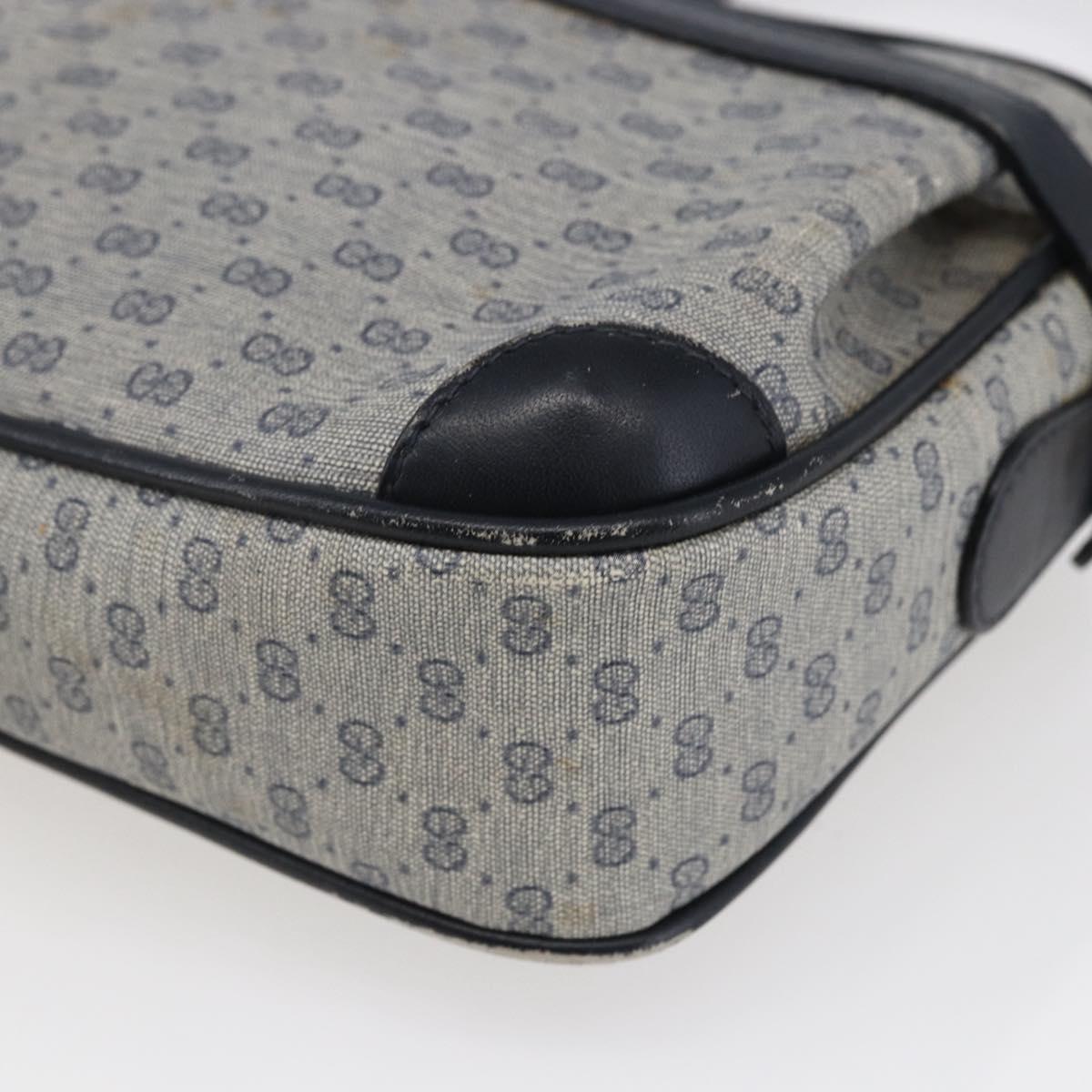 GUCCI Micro GG Canvas Shoulder Bag PVC Leather Navy Auth BA6762