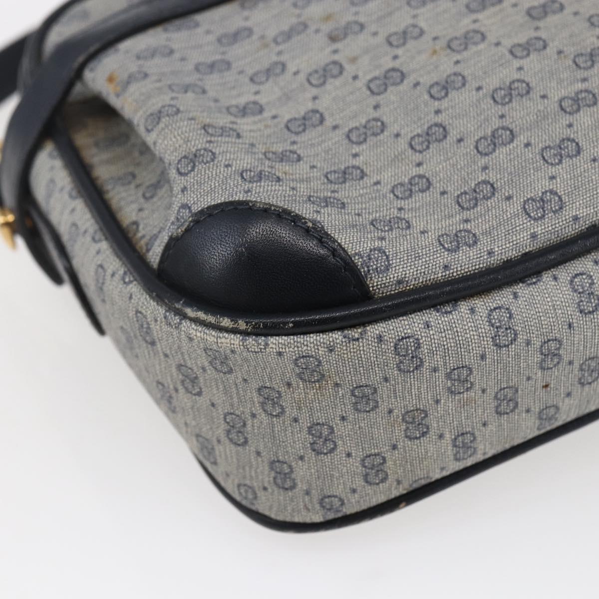 GUCCI Micro GG Canvas Shoulder Bag PVC Leather Navy Auth BA6762