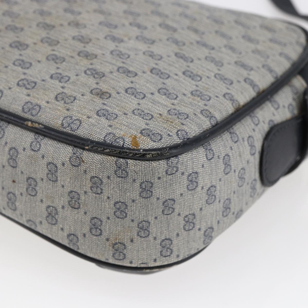 GUCCI Micro GG Canvas Shoulder Bag PVC Leather Navy Auth BA6762