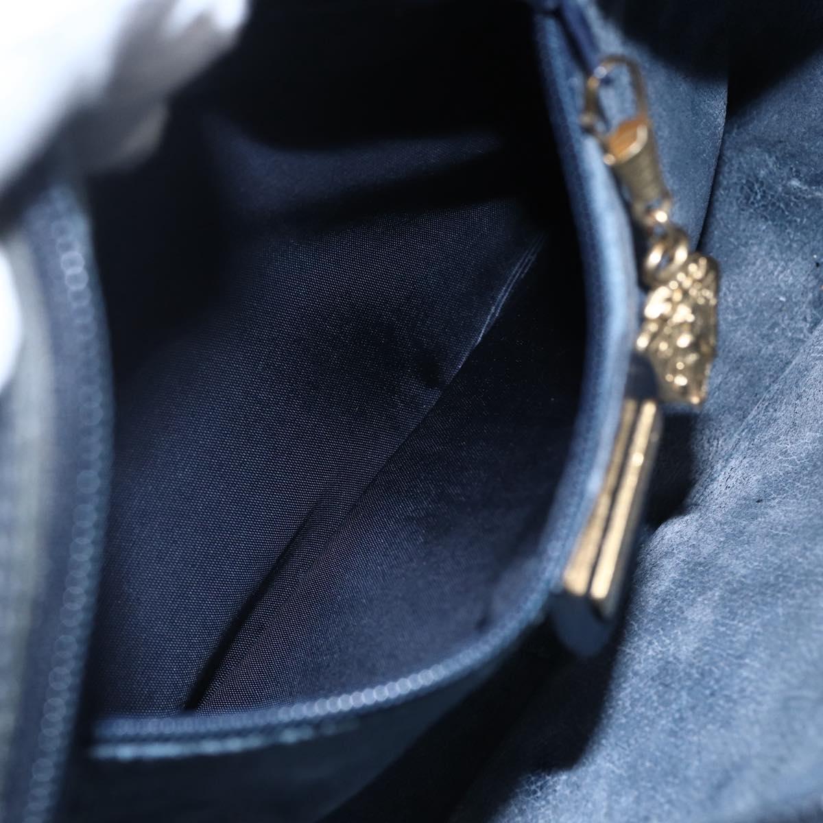 GUCCI Micro GG Canvas Shoulder Bag PVC Leather Navy Auth BA6762