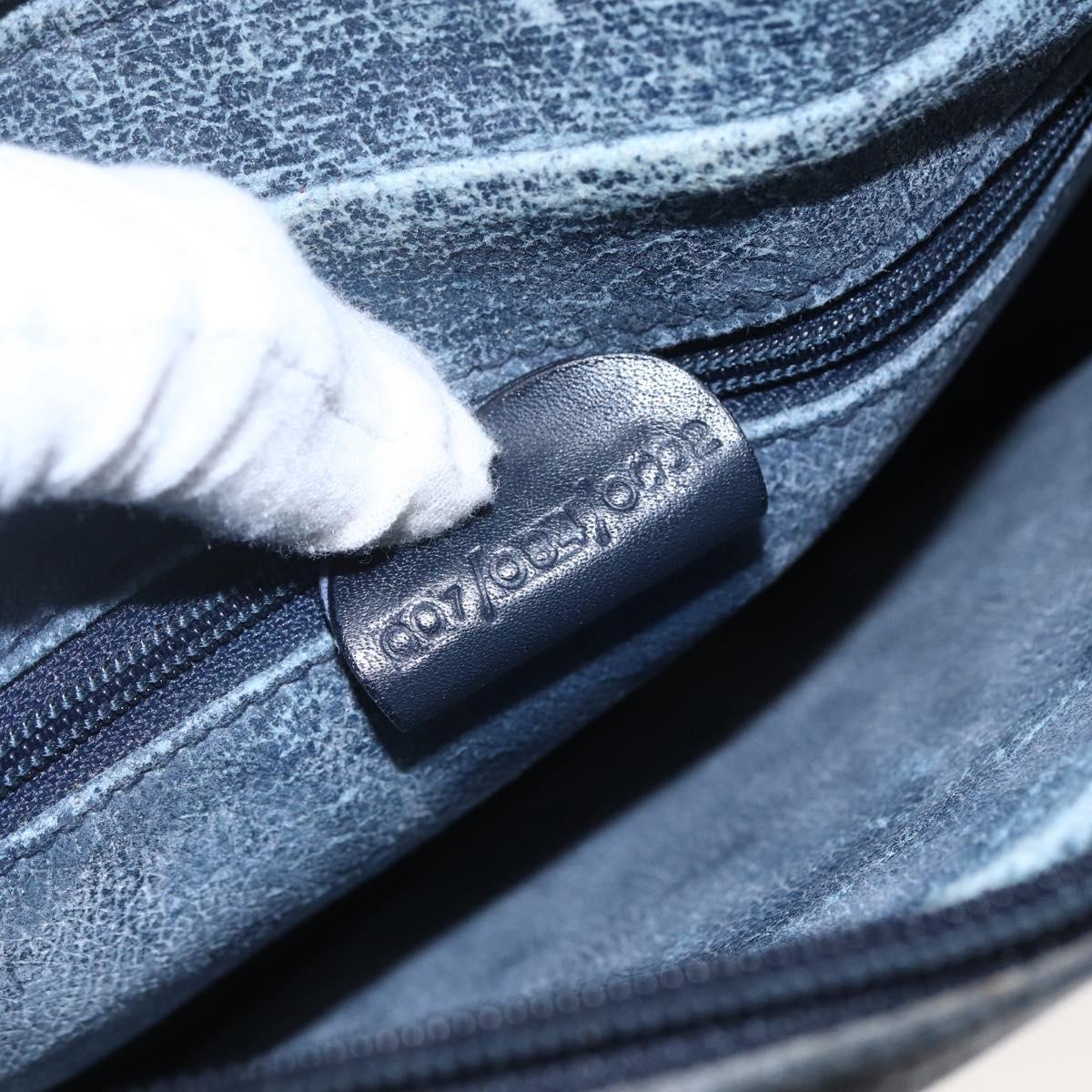 GUCCI Micro GG Canvas Shoulder Bag PVC Leather Navy Auth BA6762