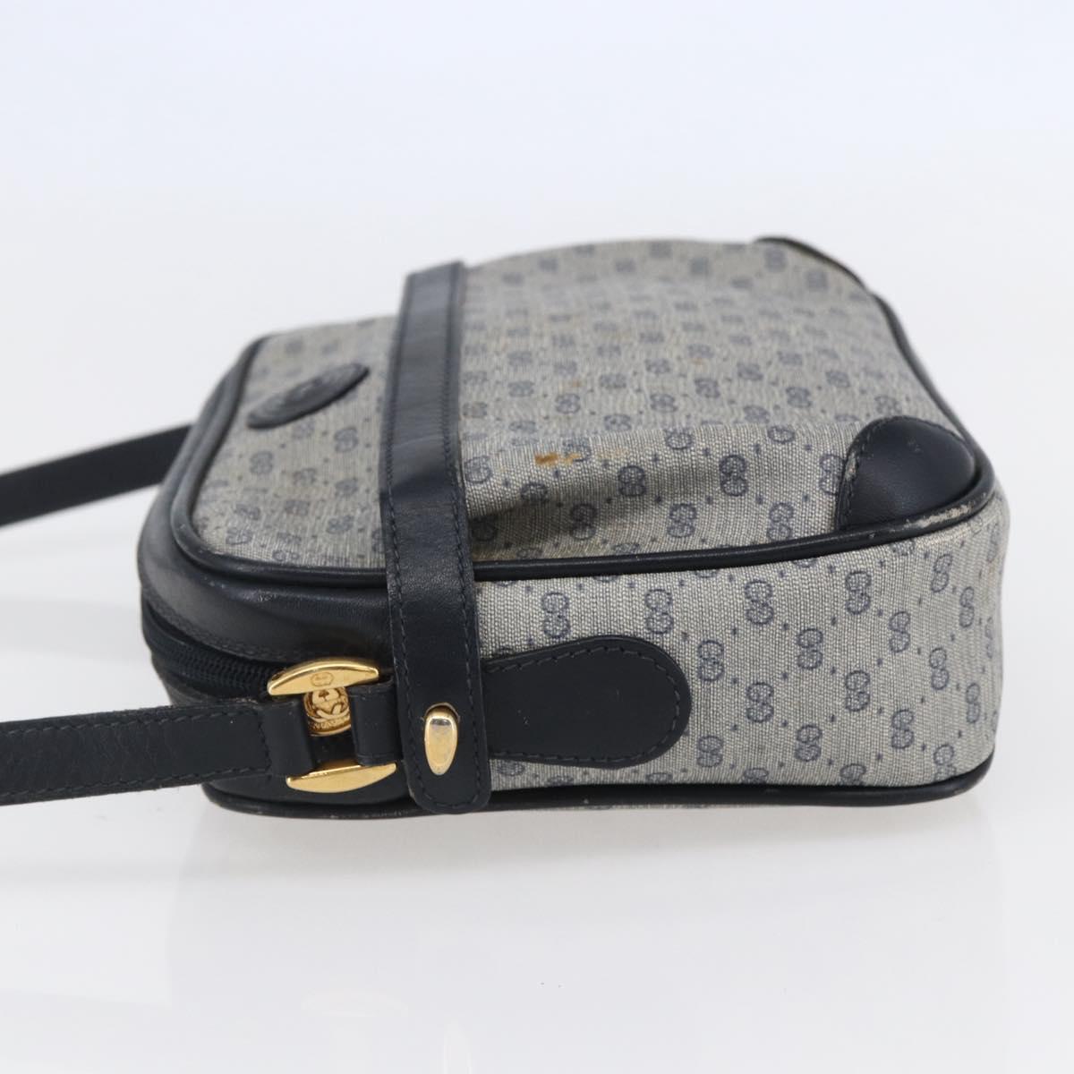 GUCCI Micro GG Canvas Shoulder Bag PVC Leather Navy Auth BA6762