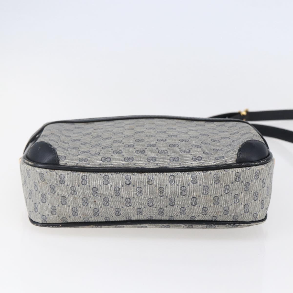 GUCCI Micro GG Canvas Shoulder Bag PVC Leather Navy Auth BA6762