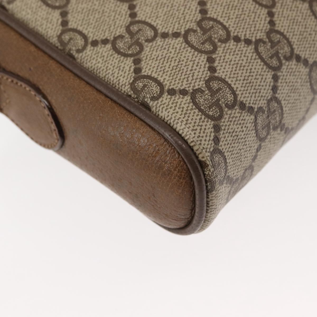 GUCCI GG Canvas Web Sherry Line Shoulder Bag PVC Leather Beige Green Auth BA6764