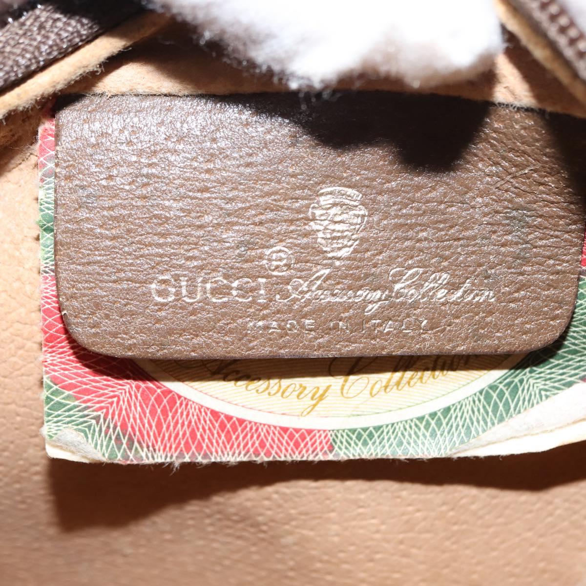 GUCCI GG Canvas Web Sherry Line Shoulder Bag PVC Leather Beige Green Auth BA6764