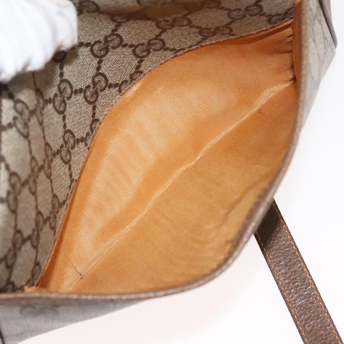 GUCCI GG Canvas Web Sherry Line Shoulder Bag PVC Leather Beige Green Auth BA6764