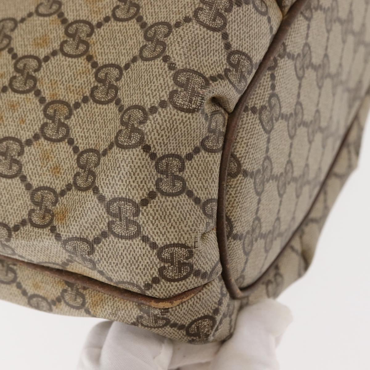 GUCCI GG Supreme Shoulder Bag PVC Leather Beige Auth BA6765