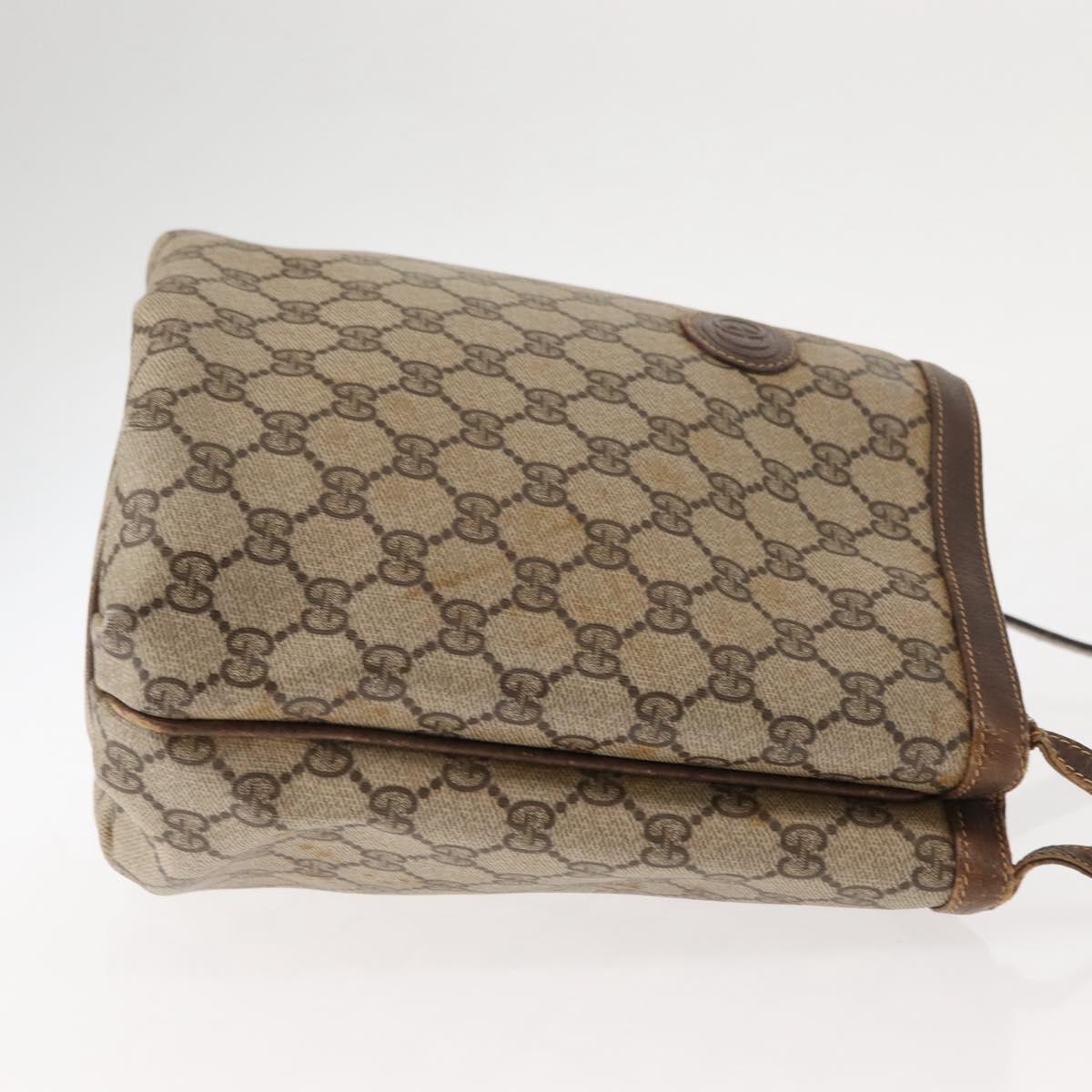 GUCCI GG Supreme Shoulder Bag PVC Leather Beige Auth BA6765