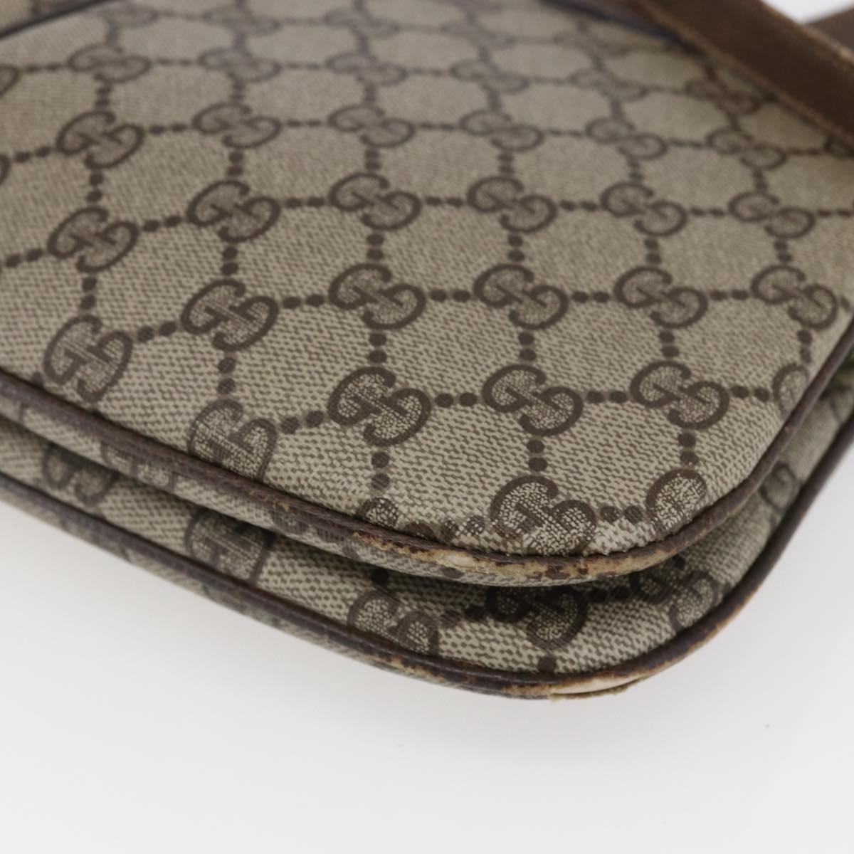 GUCCI GG Canvas Web Sherry Line Shoulder Bag PVC Leather Beige Green Auth BA6767