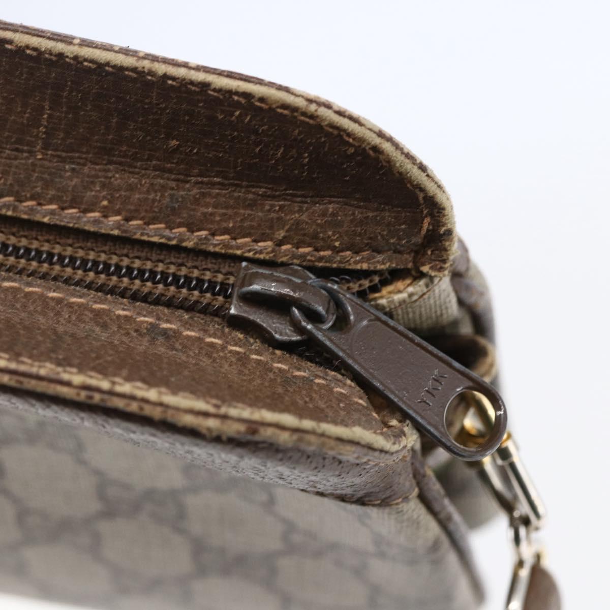 GUCCI GG Canvas Web Sherry Line Shoulder Bag PVC Leather Beige Green Auth BA6767