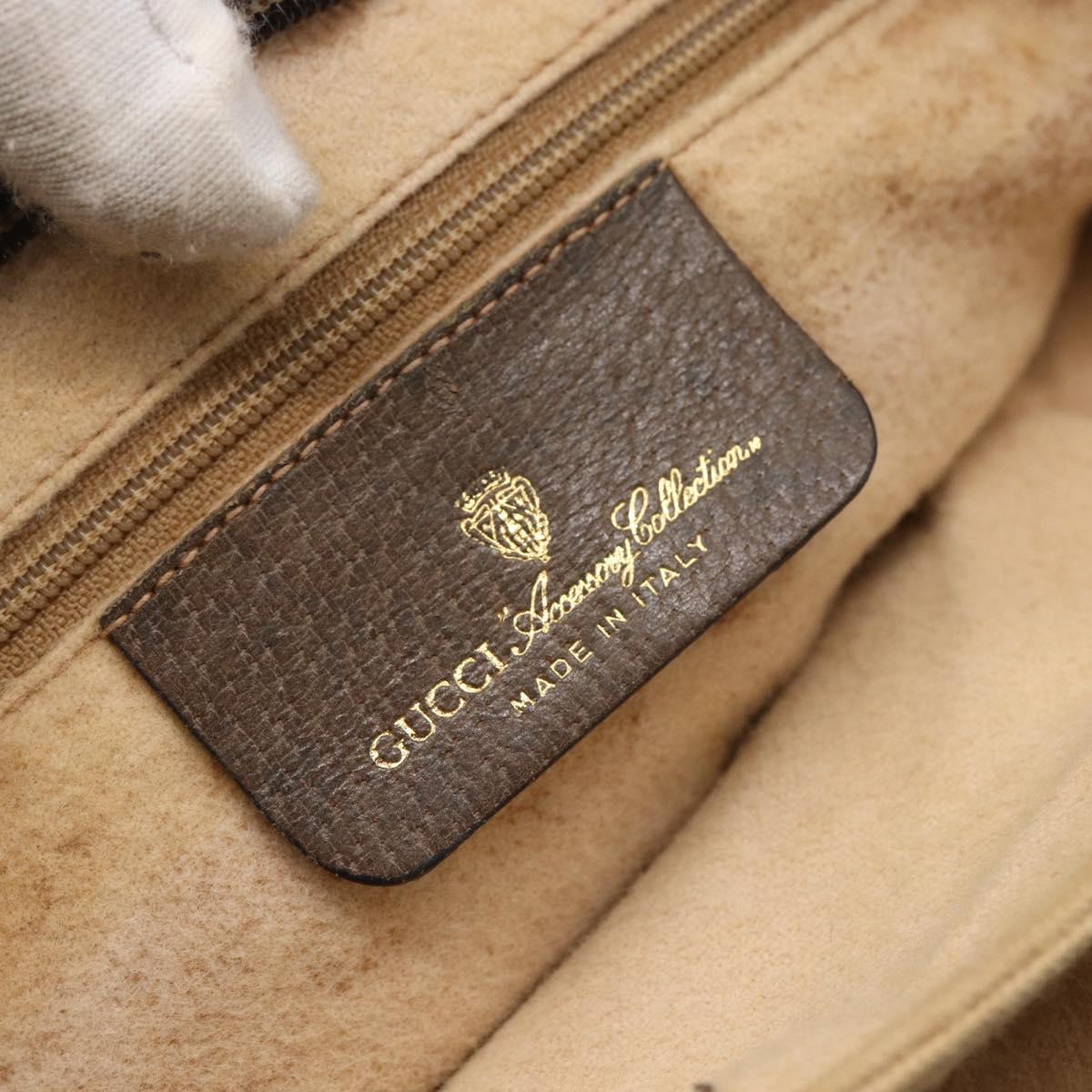 GUCCI GG Canvas Web Sherry Line Shoulder Bag PVC Leather Beige Green Auth BA6767