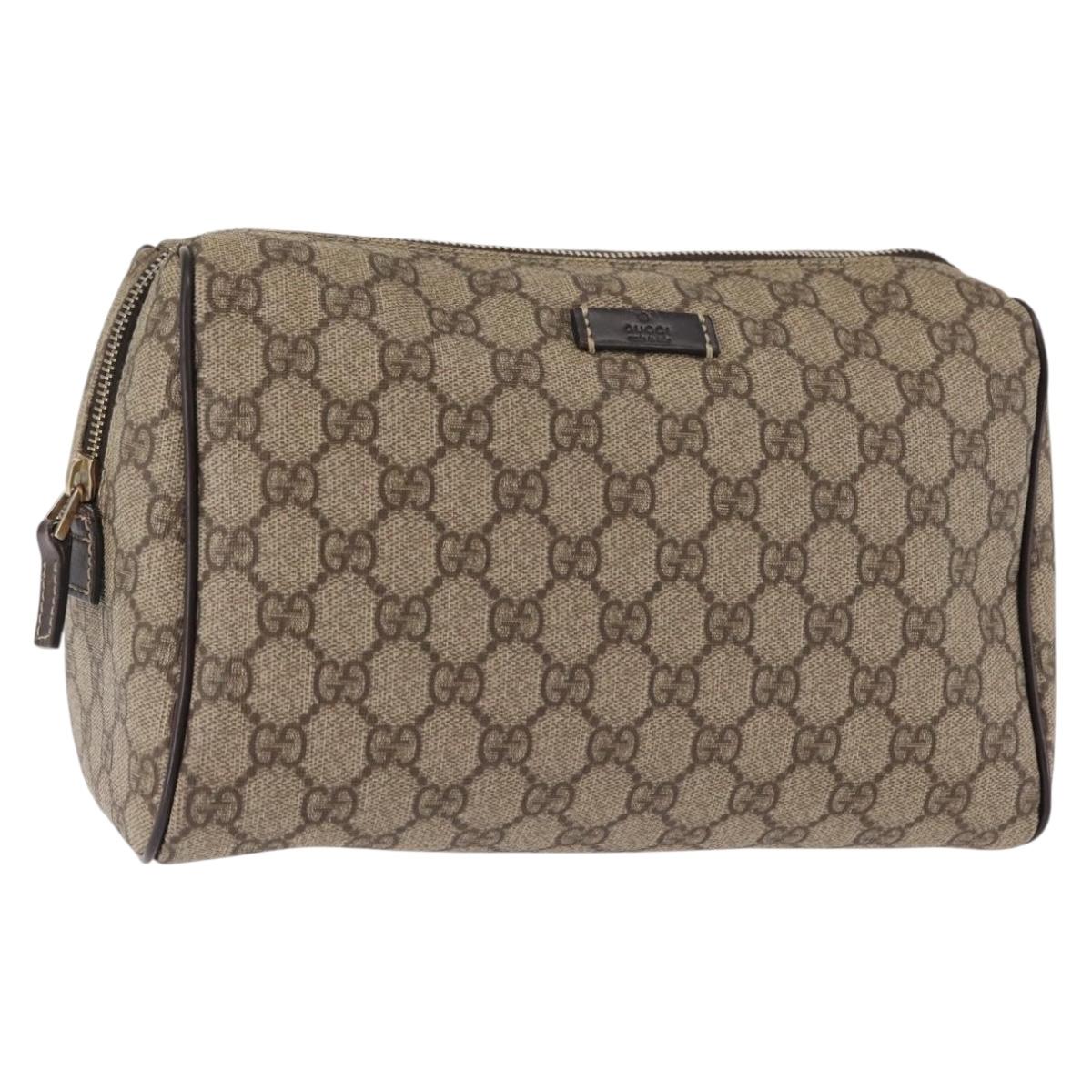 GUCCI GG Supreme Clutch Bag PVC Leather Beige Auth BA6768