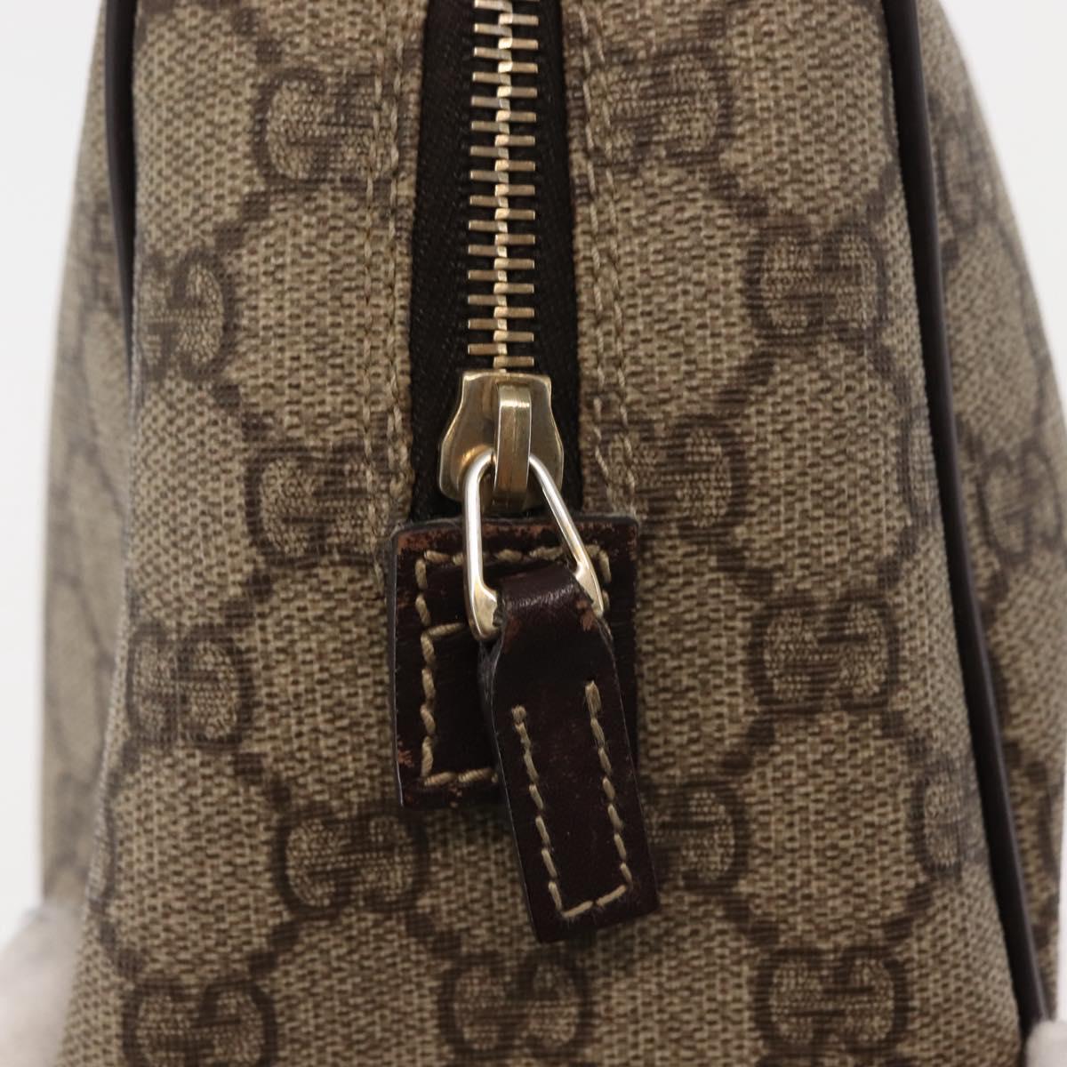 GUCCI GG Supreme Clutch Bag PVC Leather Beige Auth BA6768