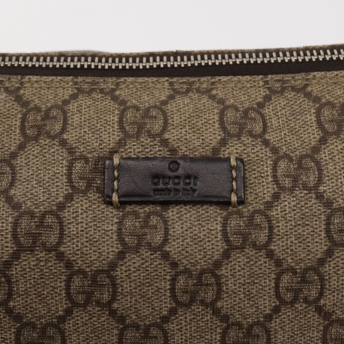 GUCCI GG Supreme Clutch Bag PVC Leather Beige Auth BA6768