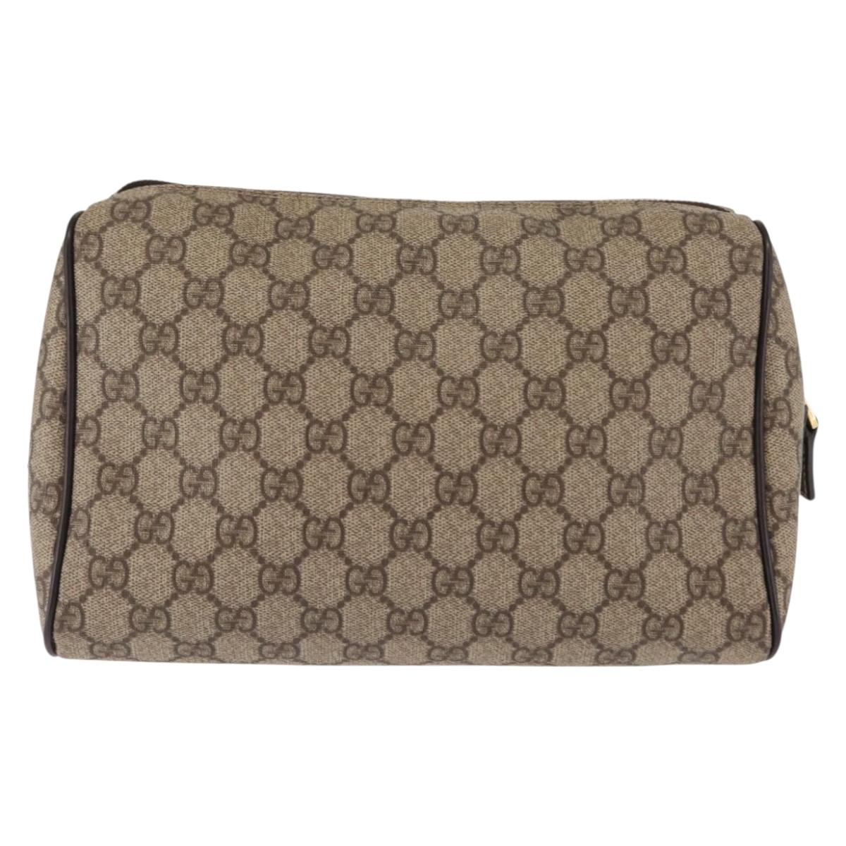 GUCCI GG Supreme Clutch Bag PVC Leather Beige Auth BA6768